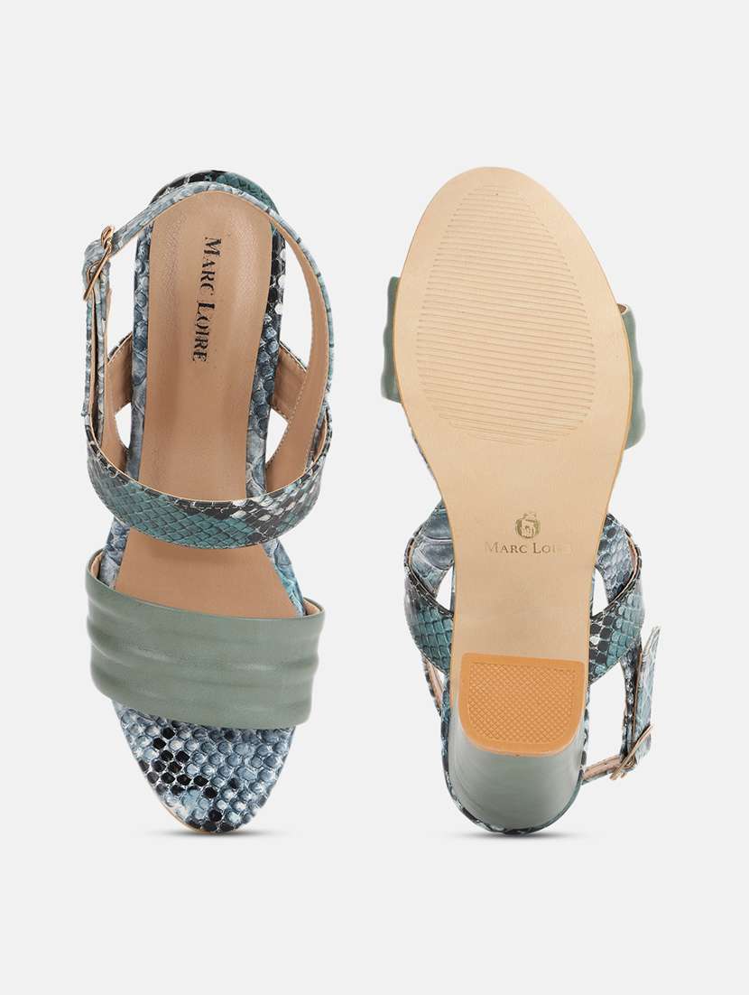 green pu back strap sandals - 19666062 -  Standard Image - 4