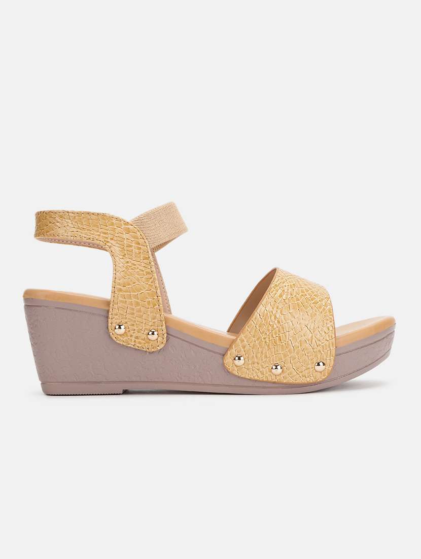 marc loire women beige solid wedge heels - 19666090 - Standard Image - 1