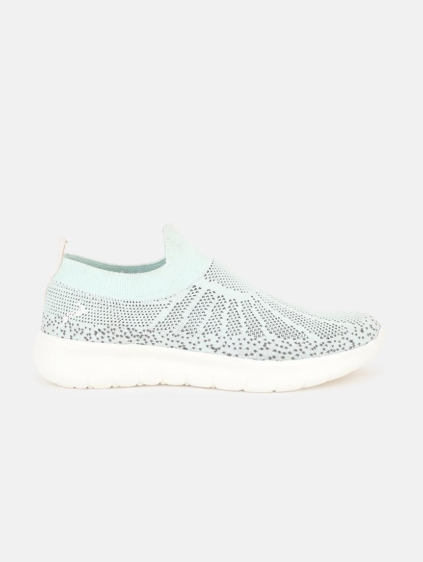 sea green fabric slip on casual shoes - 19666323 - Standard Image - 1