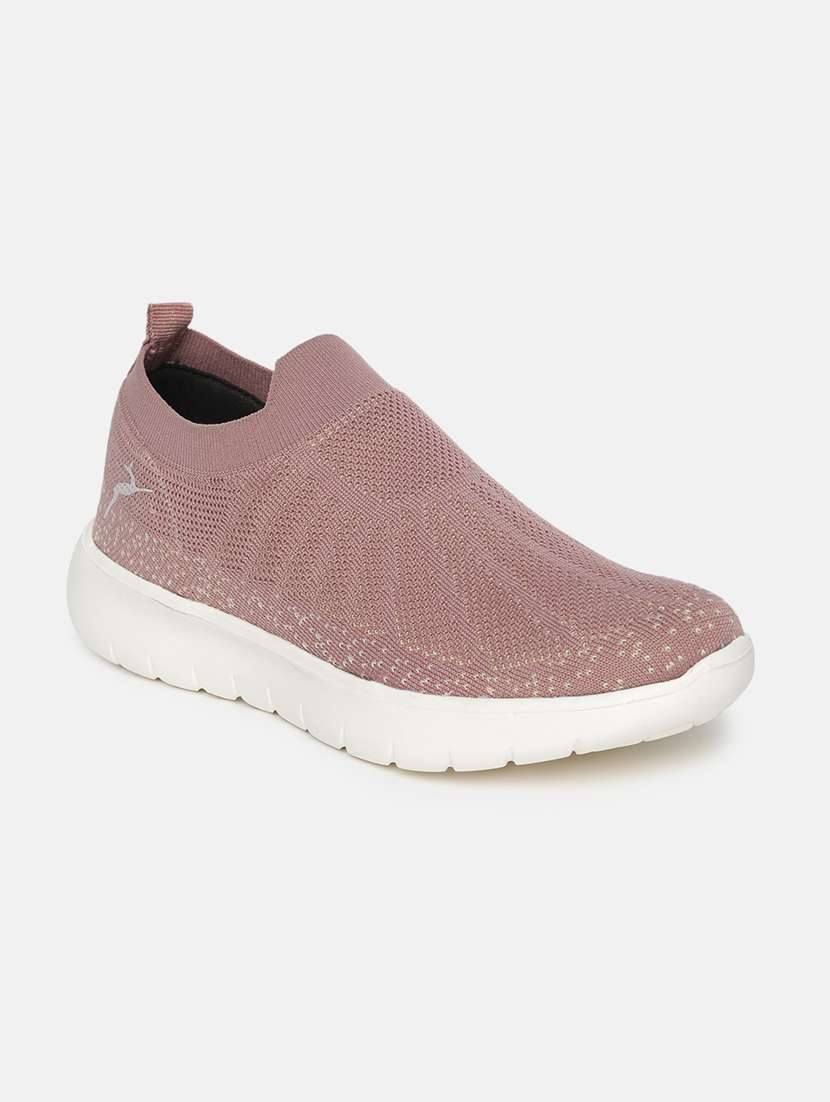 magenta fabric slip on casual shoes