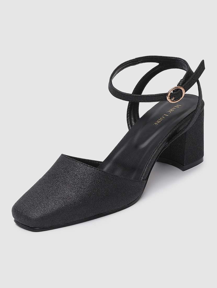 black synthetic back strap sandals - 19666371 -  Standard Image - 1