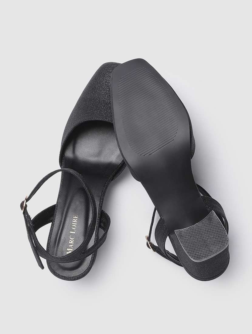 black synthetic back strap sandals - 19666371 -  Standard Image - 4
