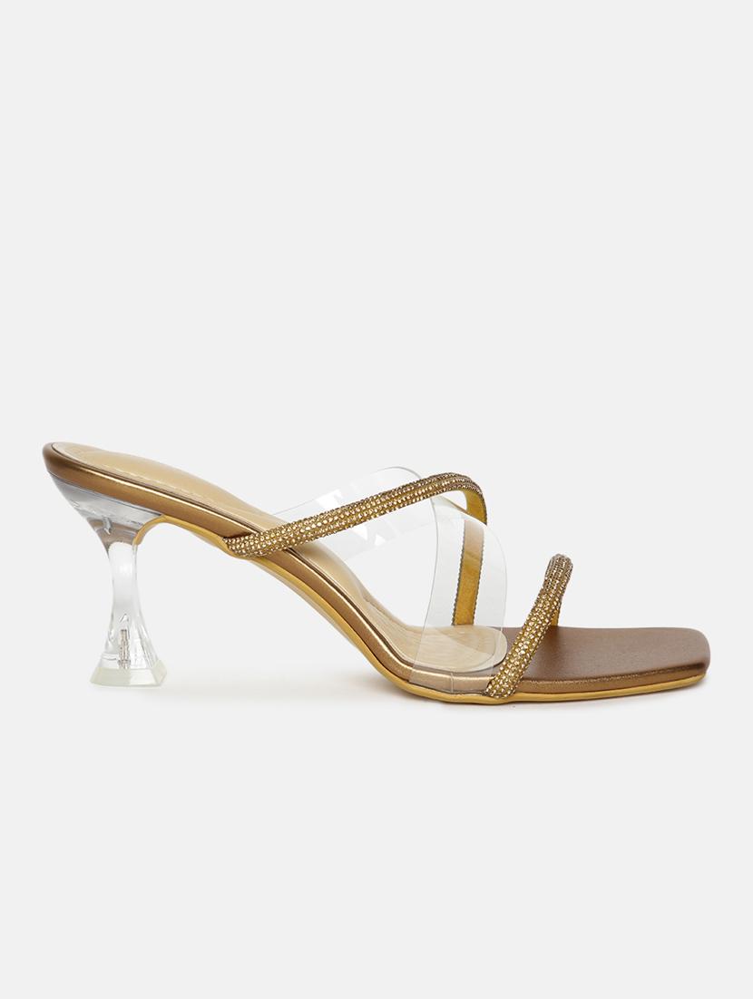copper pu slip on sandals - 19666372 -  Standard Image - 1