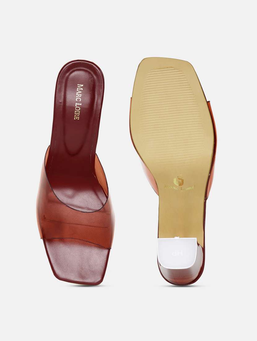 red pu slip on sandals - 19666380 -  Standard Image - 4