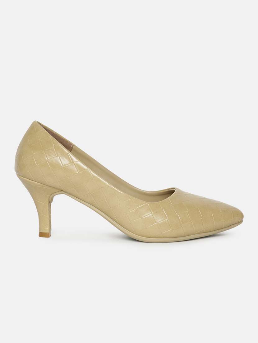 beige pu slip on pumps - 19666396 -  Standard Image - 1
