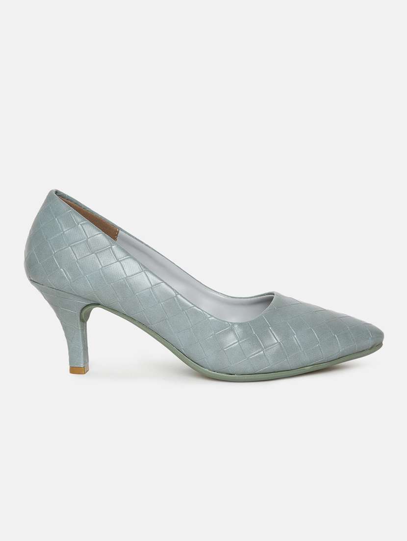 grey pu slip on pumps - 19666398 -  Standard Image - 1