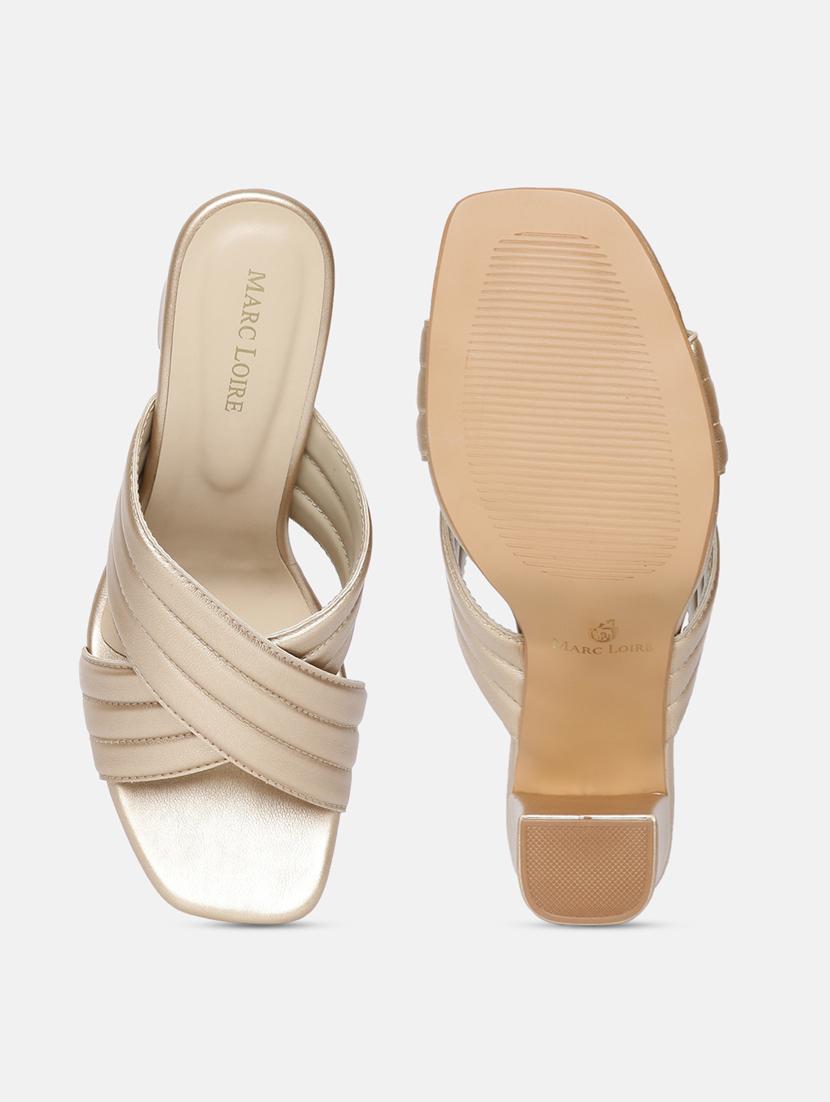 golden slip on sandal - 19666412 - Standard Image - 4