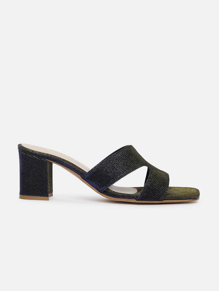 black pu slip on sandals - 19666423 -  Standard Image - 1