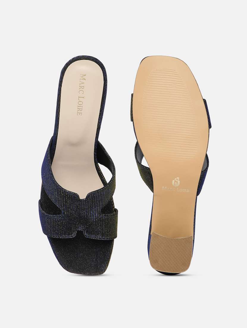 black pu slip on sandals - 19666423 -  Standard Image - 4