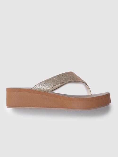 golden t-strap wedge - 19666440 -  Standard Image - 0