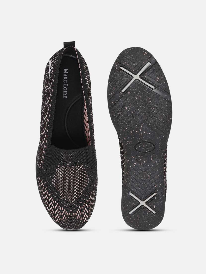 black fabric slip on casual shoes - 19666453 - Standard Image - 4