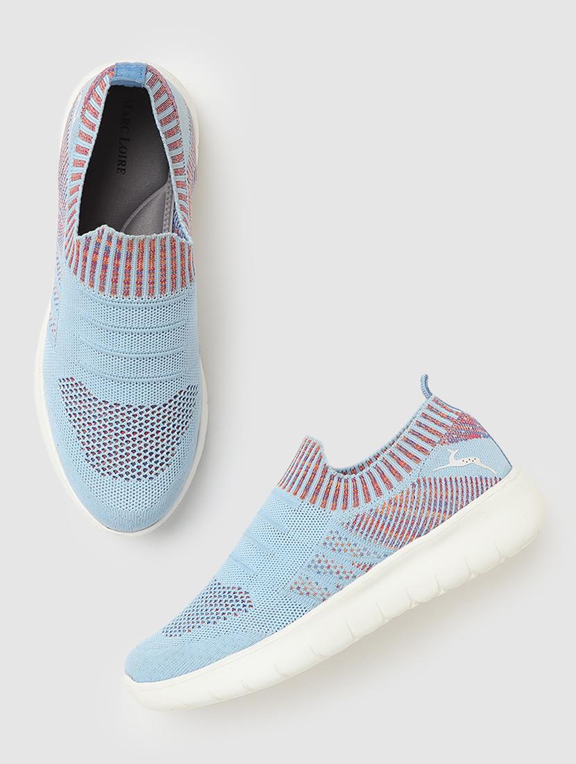 light blue fabric slip on casual shoes - 19666499 - Standard Image - 4