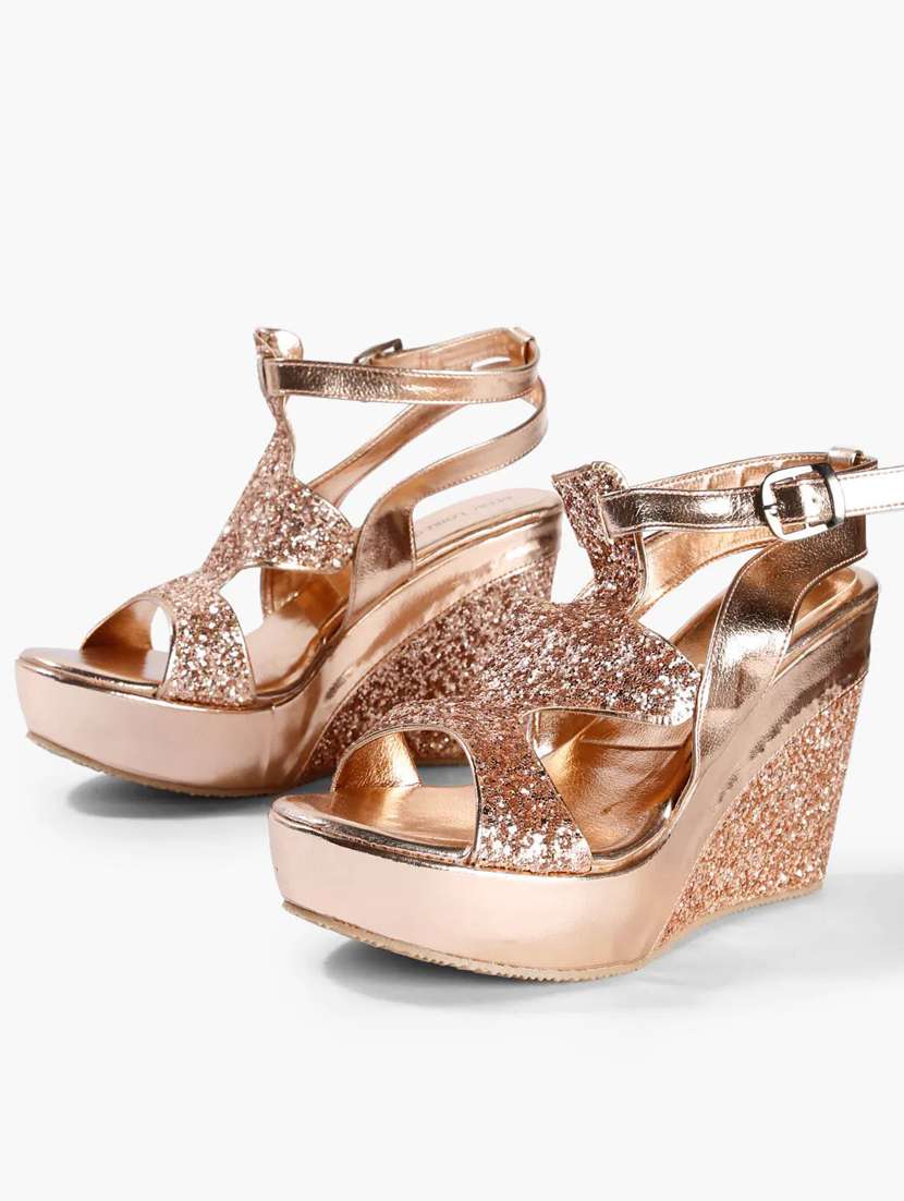 marc loire women pink glitter wedges
