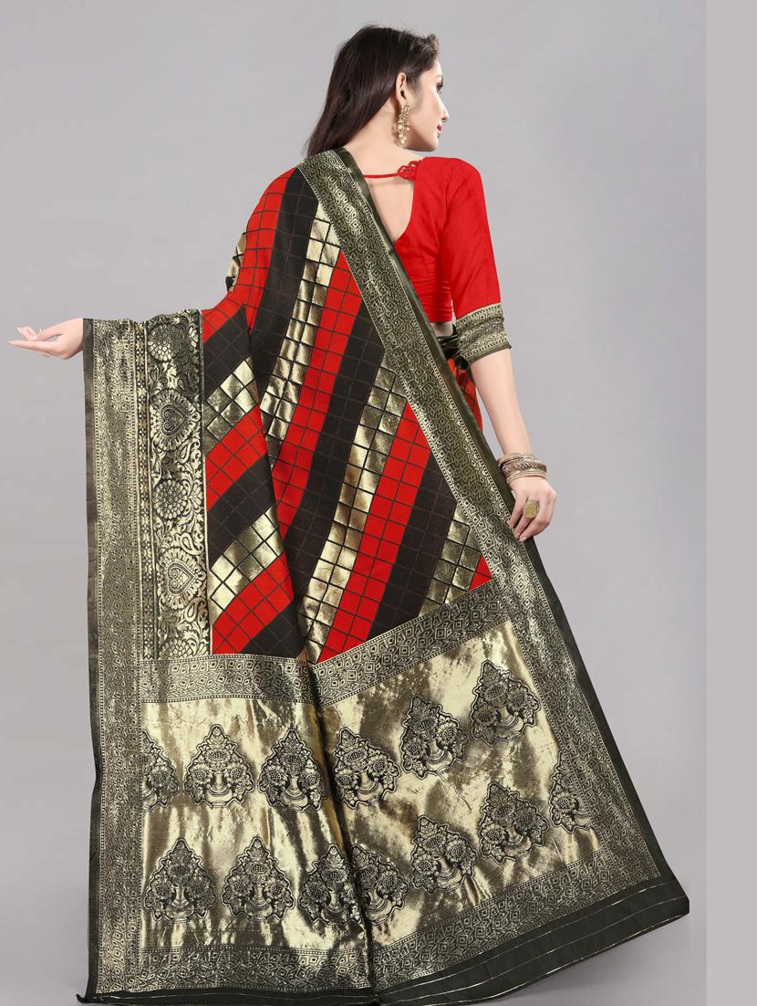 self designed woven half and half saree with blouse - 19666546 -  Standard Image - 1