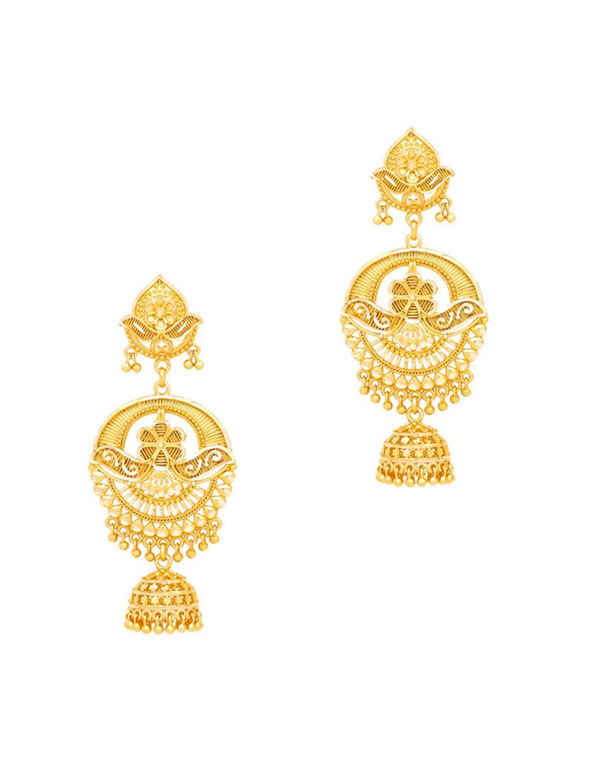 gold brass chandballi earring - 19666848 -  Zoom Image - 0