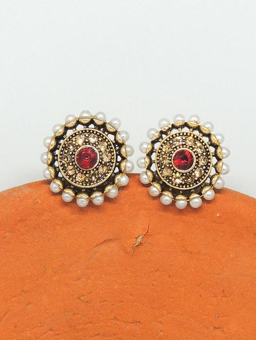 gold brass studs earring - 19666940 - Standard Image - 0