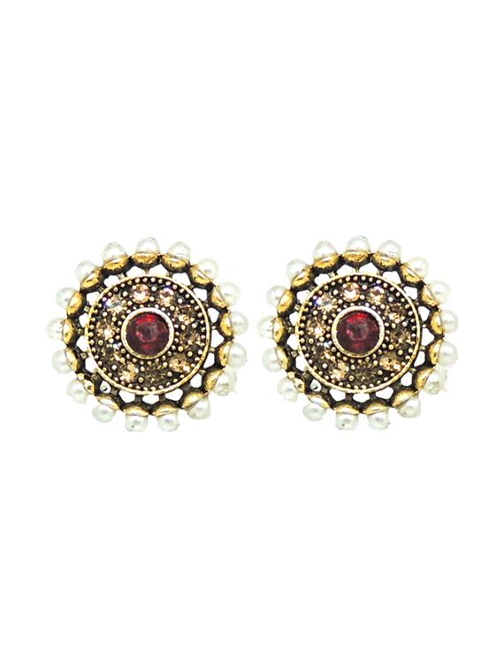 gold brass studs earring - 19666940 - Standard Image - 1