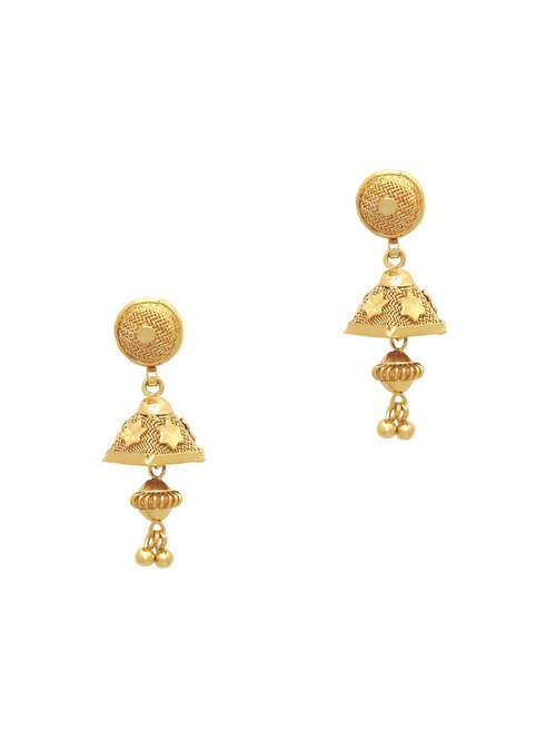 gold brass jhumka earring - 19666963 - Standard Image - 0