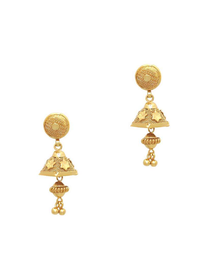 gold brass jhumka earring - 19666963 - Zoom Image - 0