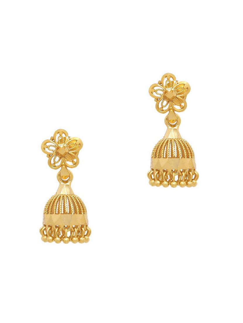 gold brass jhumka earring - 19666976 - Zoom Image - 0