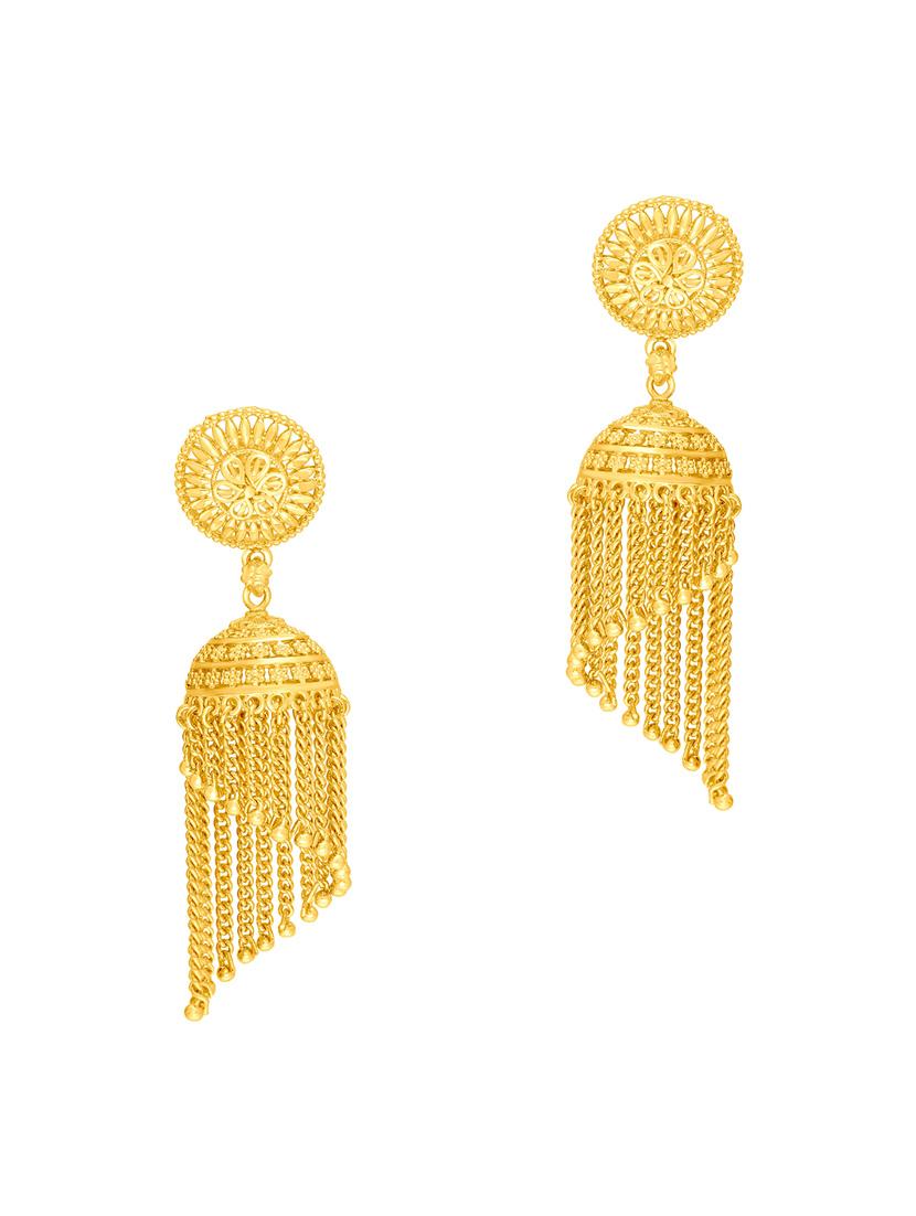 gold brass jhumka earring - 19667030 - Zoom Image - 0