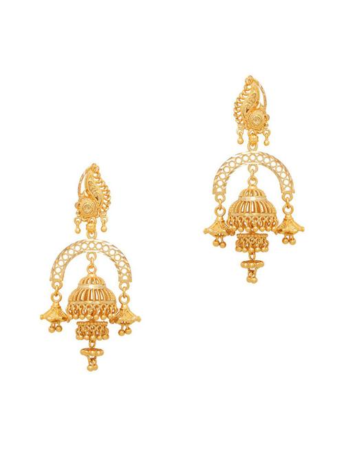 gold brass jhumka earring - 19667053 -  Standard Image - 0