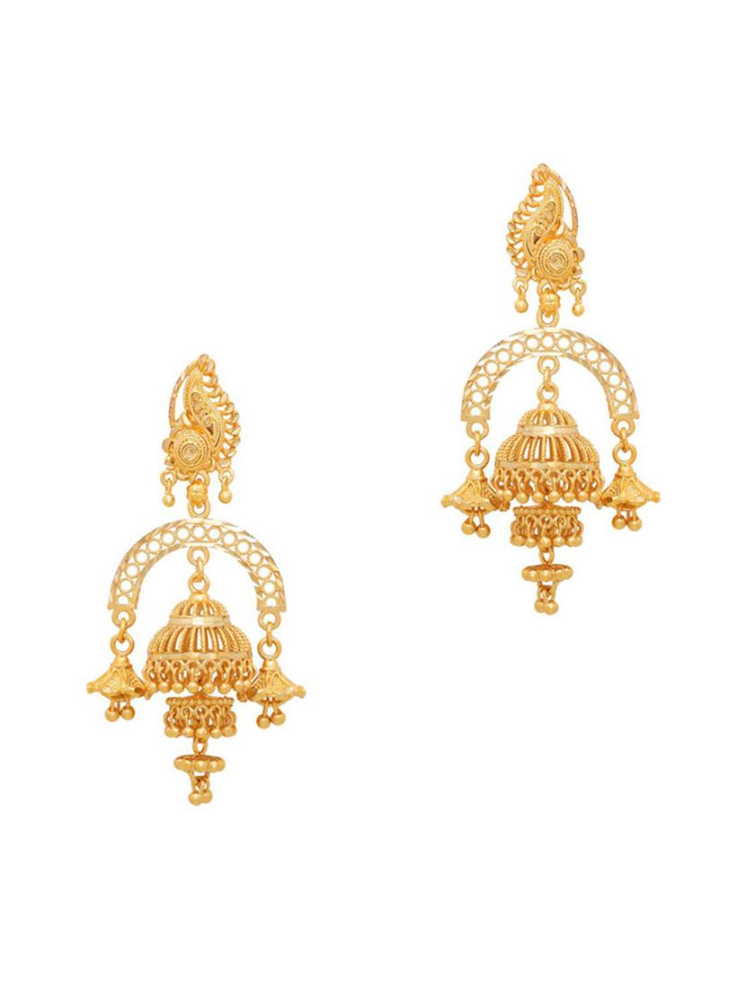 gold brass jhumka earring - 19667053 -  Zoom Image - 0