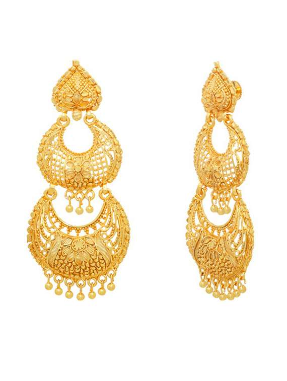 gold brass chandballi earring - 19667104 -  Standard Image - 1
