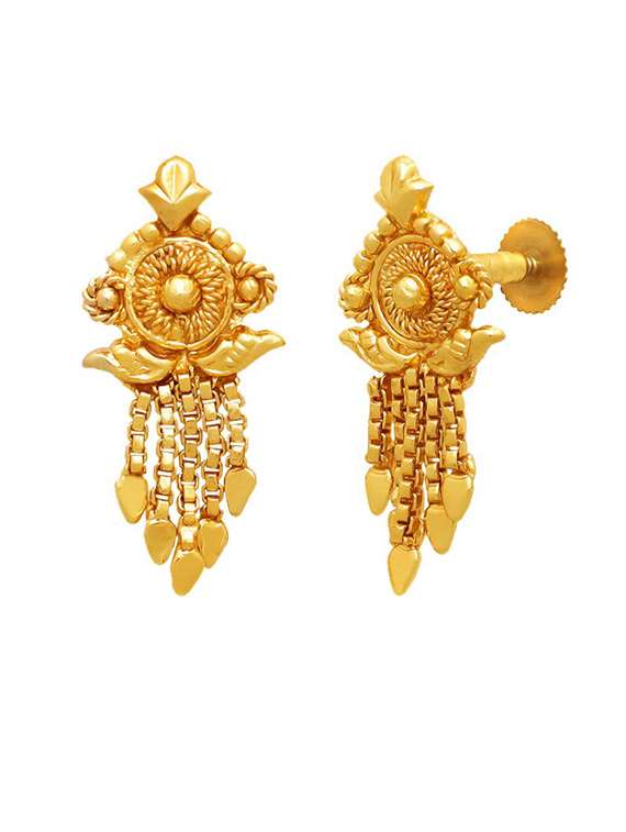 gold brass studs earring - 19667111 - Standard Image - 1