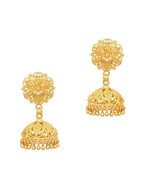 gold brass jhumka earring - 19667112 - Standard Image - 0