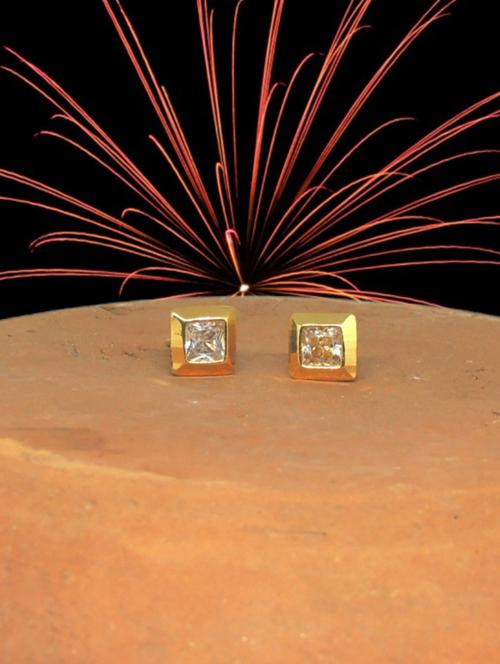 white brass studs earring - 19667219 - Standard Image - 0