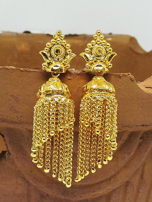 gold brass jhumka earring - 19667270 - Standard Image - 0