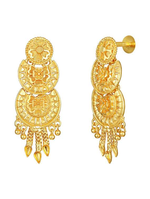 gold brass chandballi earring - 19667286 - Standard Image - 1