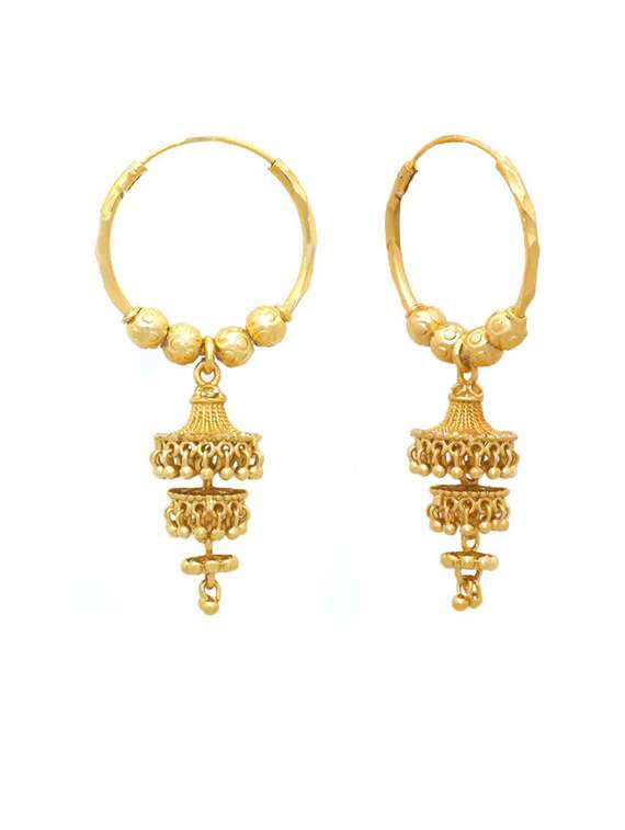 gold brass chandballi earring - 19667290 -  Standard Image - 1