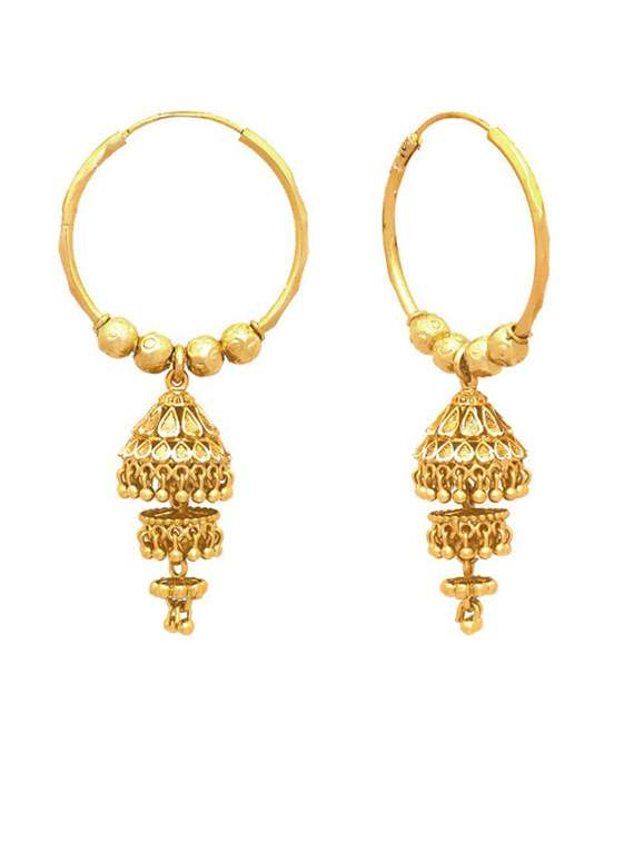 gold brass chandballi earring - 19667291 -  Standard Image - 1