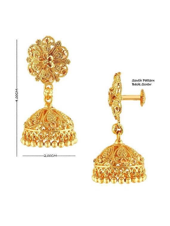 gold brass jhumka earring - 19667302 -  Standard Image - 1