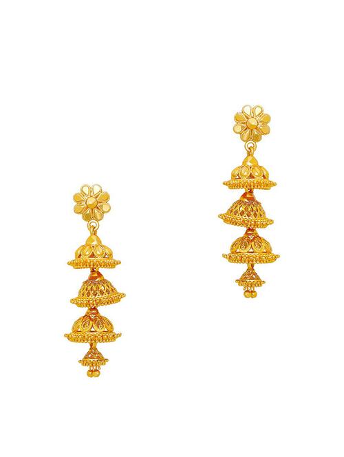 gold brass jhumka earring - 19667314 - Standard Image - 0