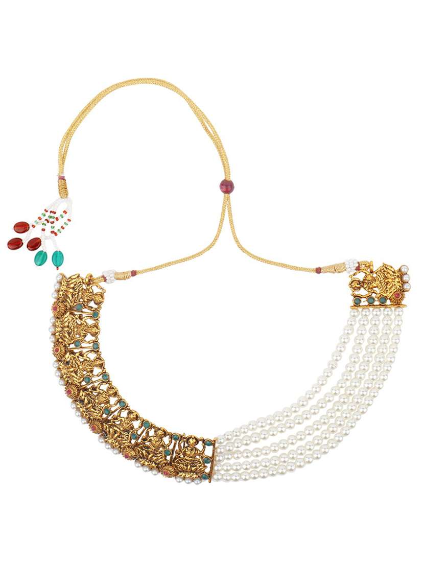 matushri art indian traditional necklace with earrings and maang tikka - 19668162 -  Standard Image - 1