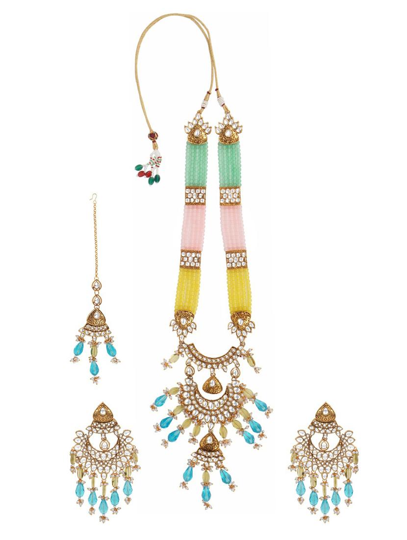 matushri art indian traditional necklace with earrings and maang tikka - 19668238 -  Zoom Image - 0