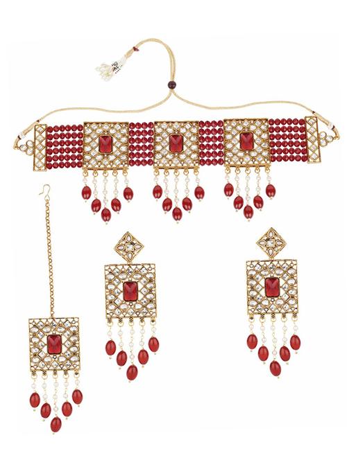 matushri art indian traditional necklace with earrings and maang tikka - 19668250 -  Standard Image - 0
