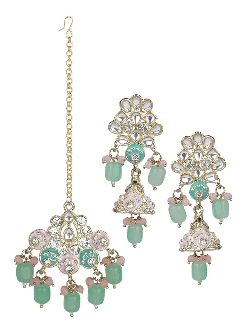 matushri art indian traditional necklace with earrings and maang tikka - 19668457 -  Standard Image - 1