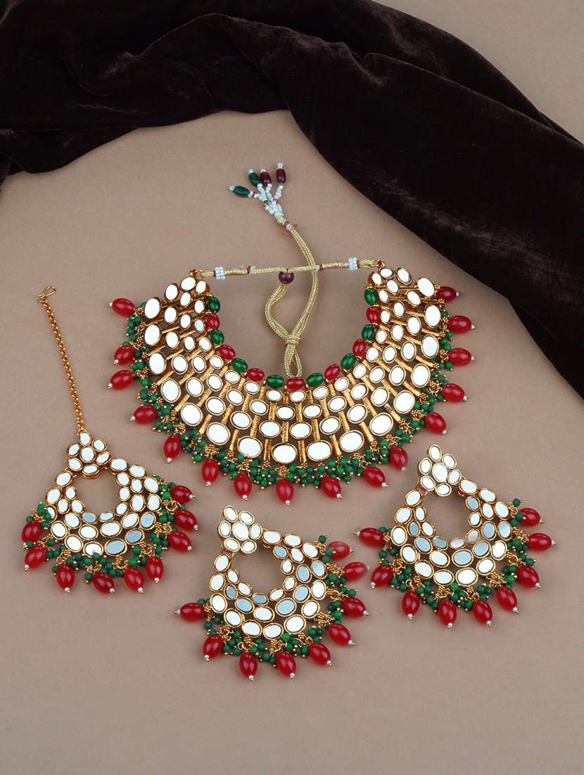 matushri art indian traditional necklace with earrings and maang tikka - 19668529 -  Standard Image - 1