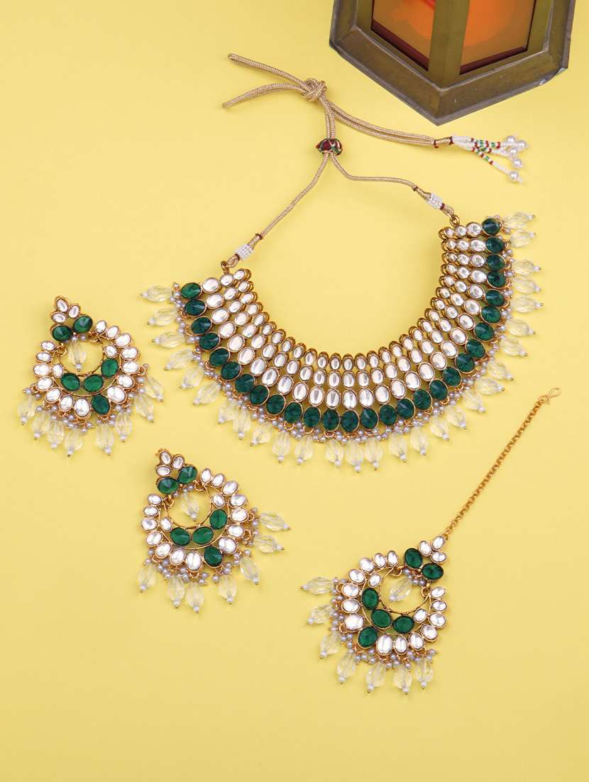 matushri art indian traditional necklace with earrings and maang tikka - 19668573 -  Standard Image - 1