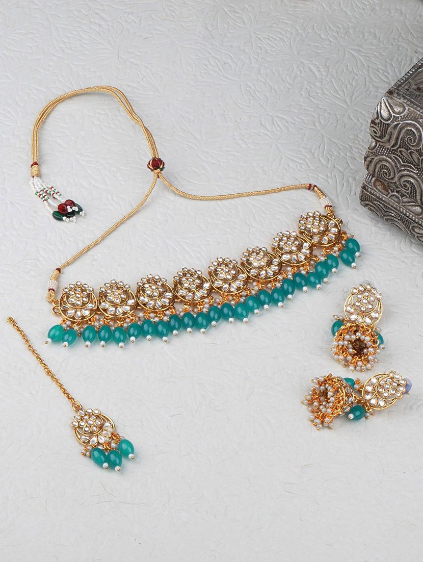 matushri art indian traditional necklace with earrings and maang tikka - 19668624 - Standard Image - 1
