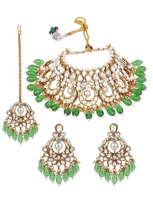 matushri art indian traditional necklace with earrings and maang tikka - 19668627 -  Standard Image - 0