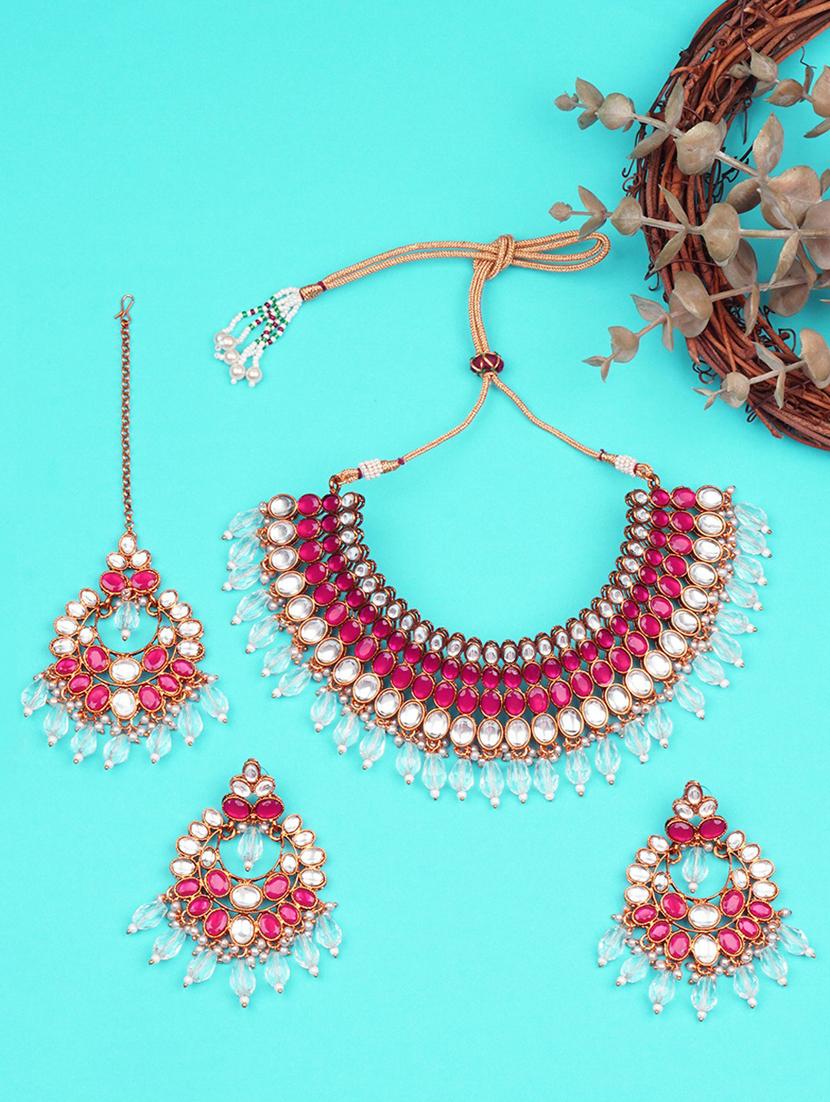 matushri art indian traditional necklace with earrings and maang tikka - 19668677 -  Standard Image - 1