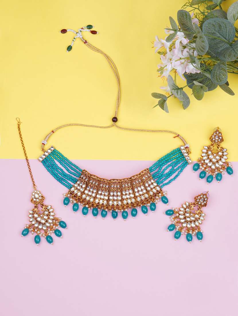 matushri art indian traditional necklace with earrings and maang tikka - 19668682 -  Standard Image - 1