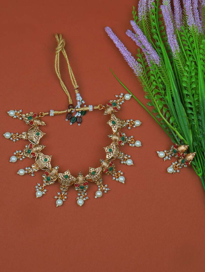matushri art indian traditional necklace with earrings 