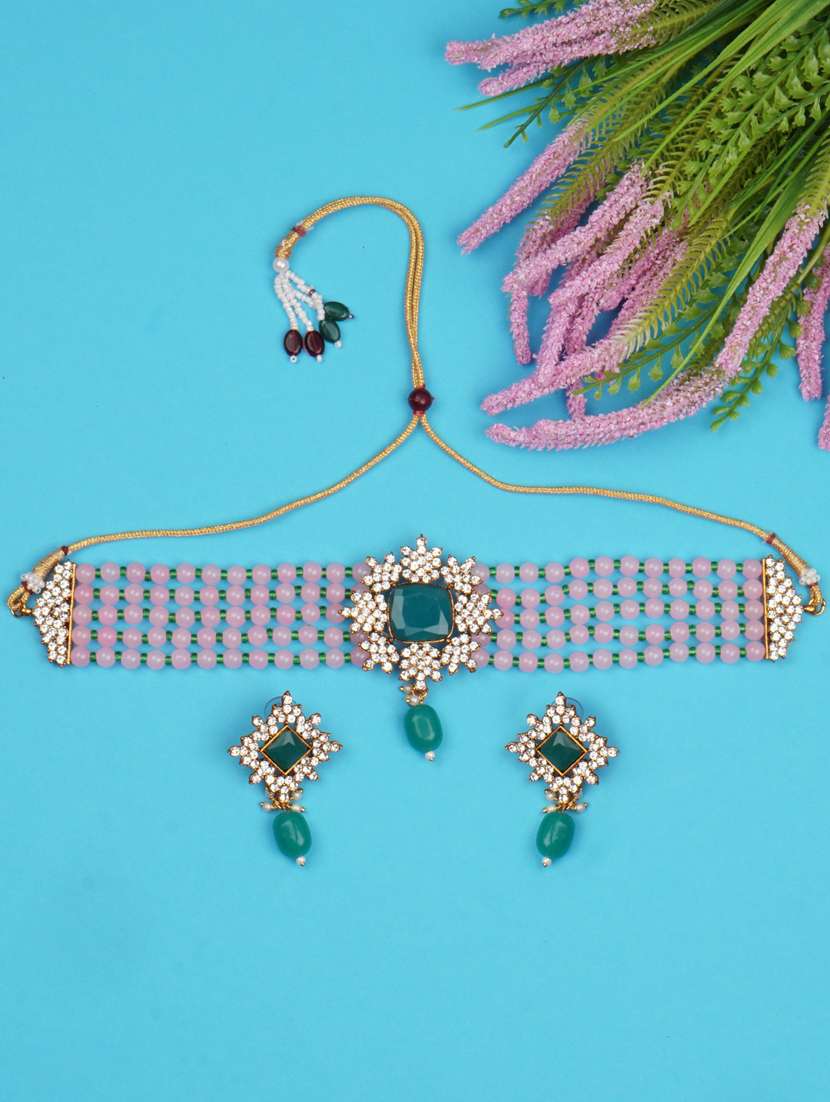 matushri art indian traditional necklace with earrings  - 19668727 -  Standard Image - 1