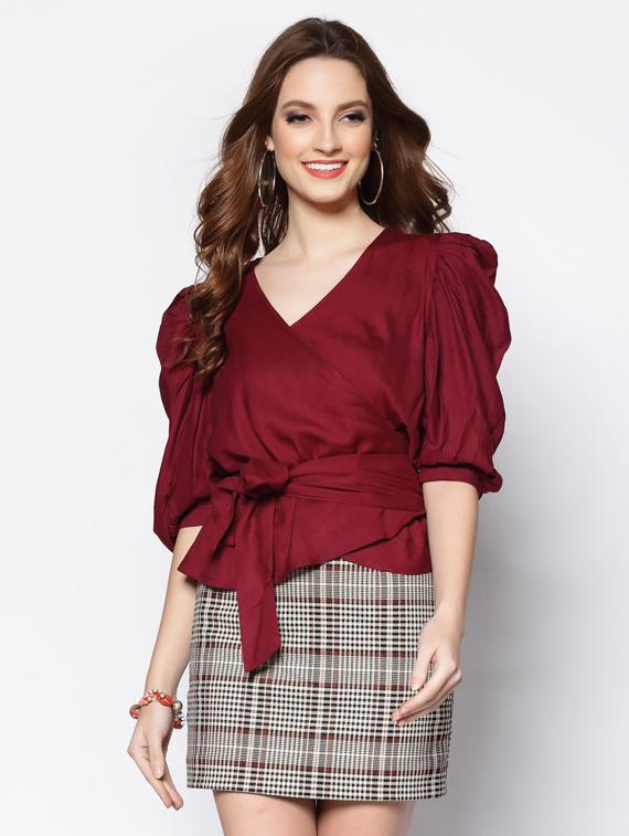 women's wrap overlap neck top - 19668958 - Zoom Image - 0